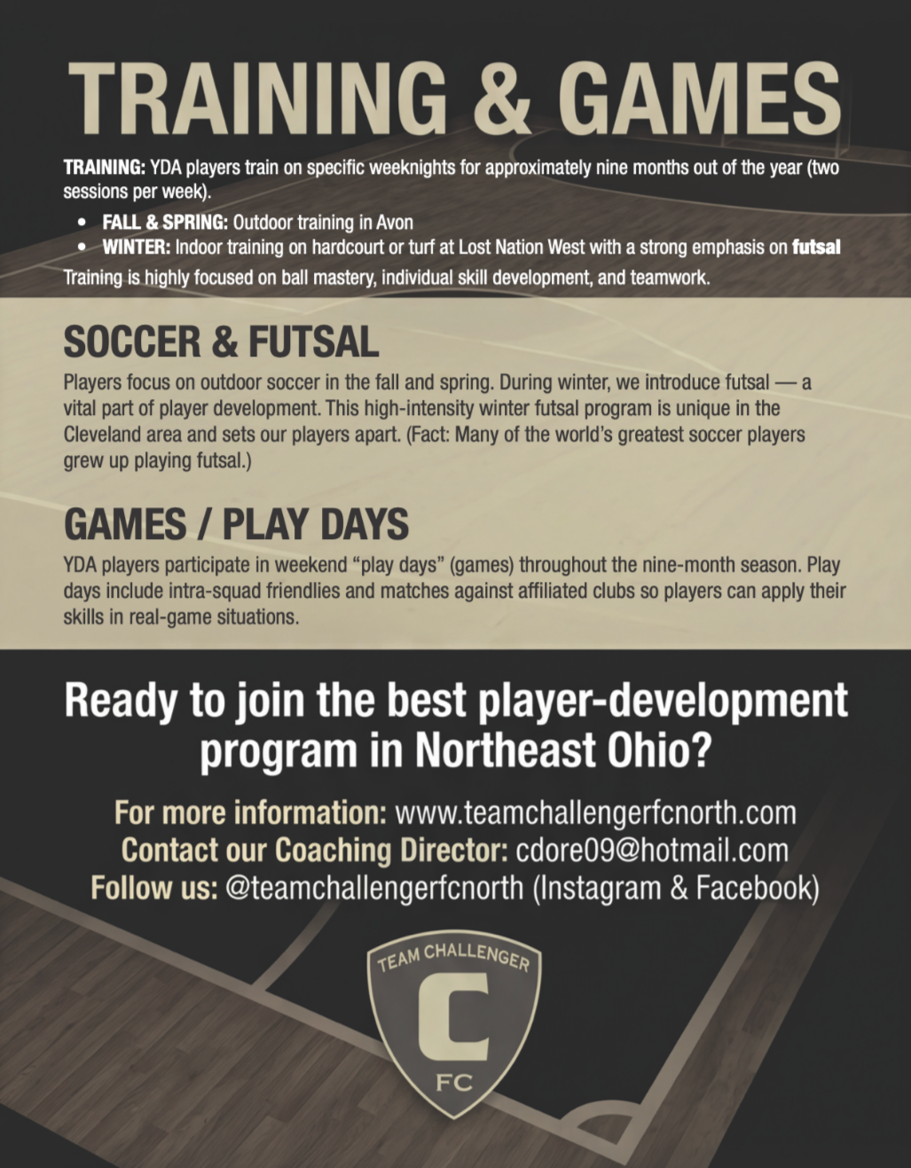 Team Challenger FC poster for the Youth Development Academy