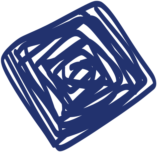 Blue scribbled diamond shape.