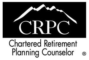 Logo for Chartered Retirement Planning Counselor: White text "CRPC"