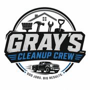 GRAY'S Cleanup Crew logo with house, tools, truck, and slogan &ldquo;Odd jobs, big results.&rdquo;
