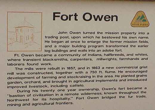 A book is open to a page that says fort owen