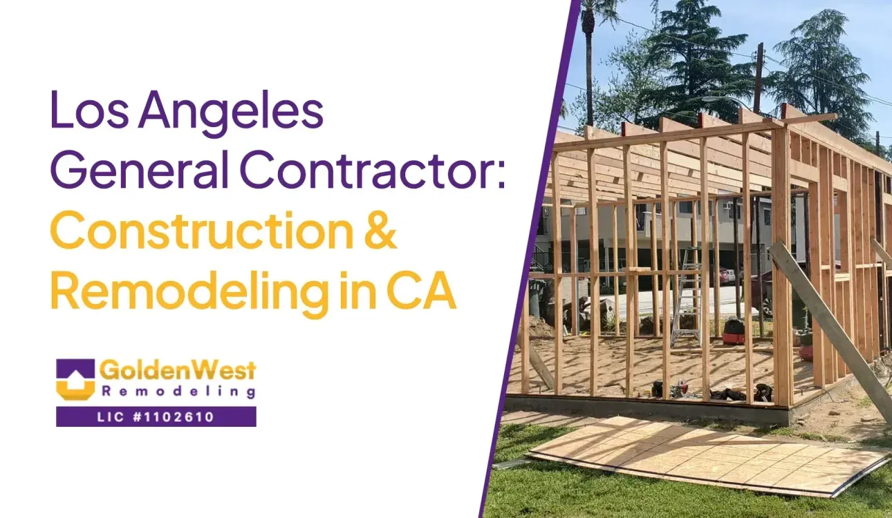 Los Angeles general contractor ad with home framing and “Construction & Remodeling in CA” text