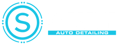 Blue circular “S” logo with “AUTO DETAILING” text on a white background