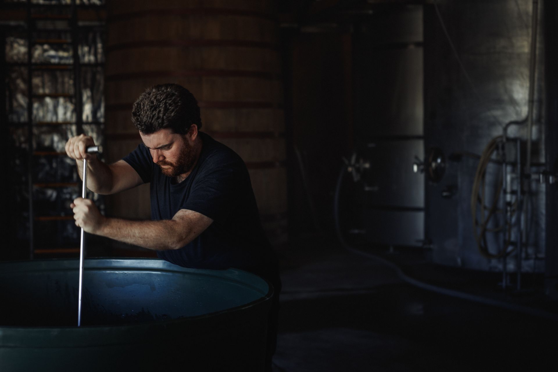 Vintage, winemaking, plunging, hand plunging
