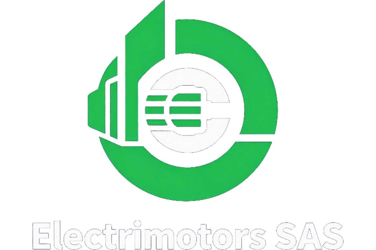 Logotipo de Electromotor SAS en verde y blanco con un gráfico industrial estilizado y el nombre de la empresa debajo.