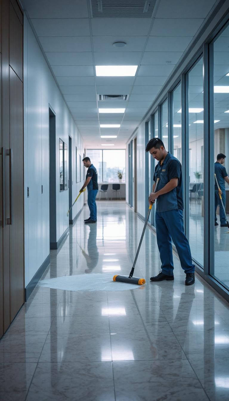 a team of professional cleaners in action