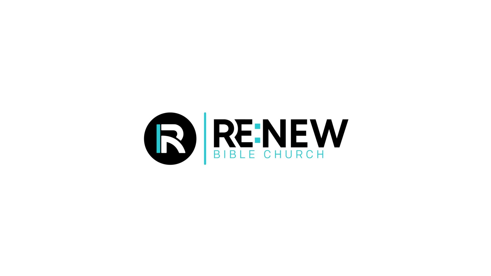 RE:NEW Blue Church logo with black circular icon and blue text on white background