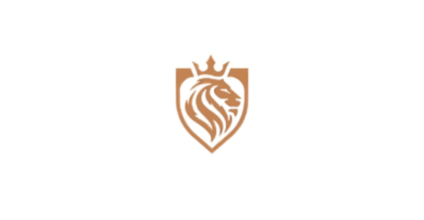 Copper lion crest logo on a white background