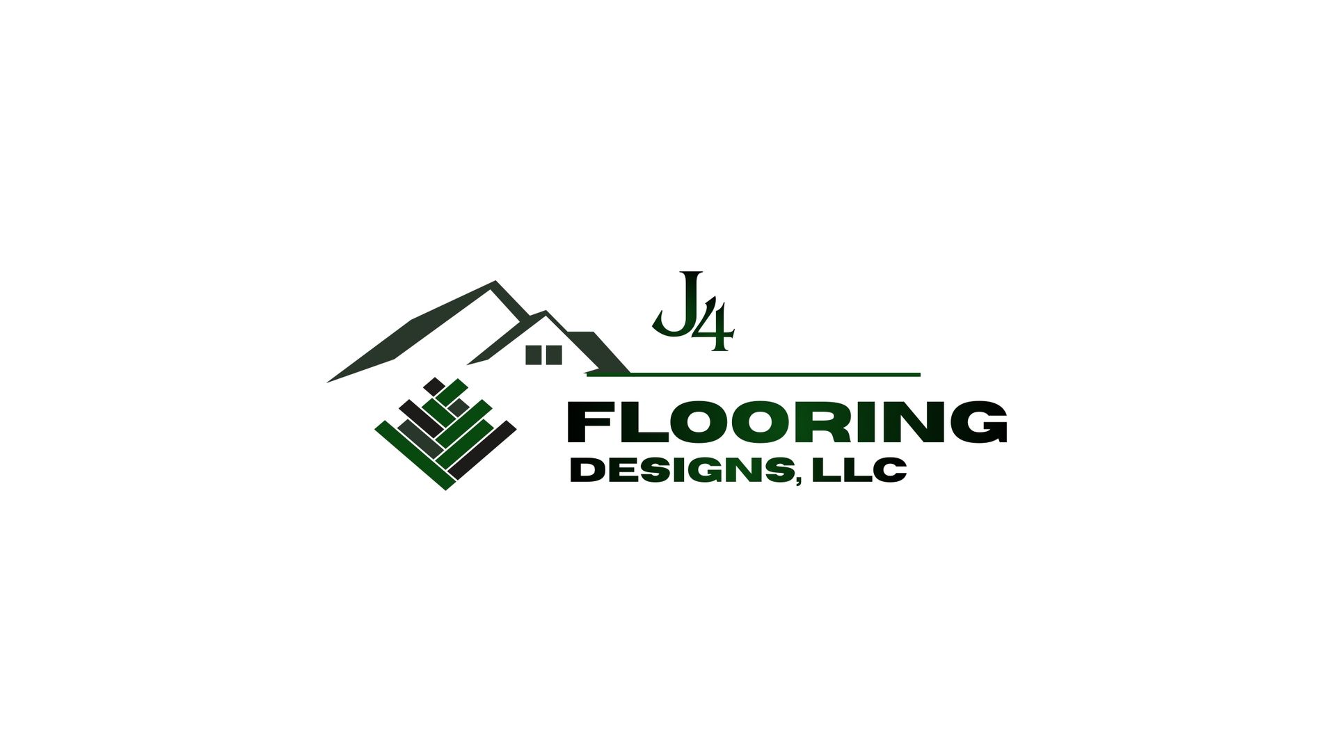 Flooring Designs, LLC logo with green house and tile accents on white background