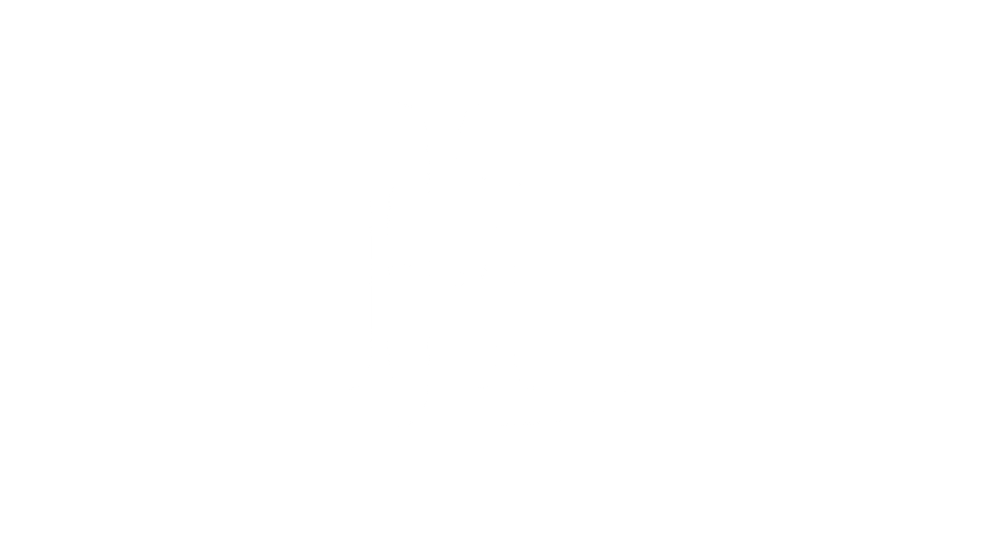Blank white screen with a small black shape in the top-left corner