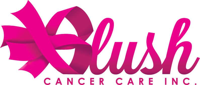 Pink “Blush Cancer Care Inc.” logo with ribbon and script text