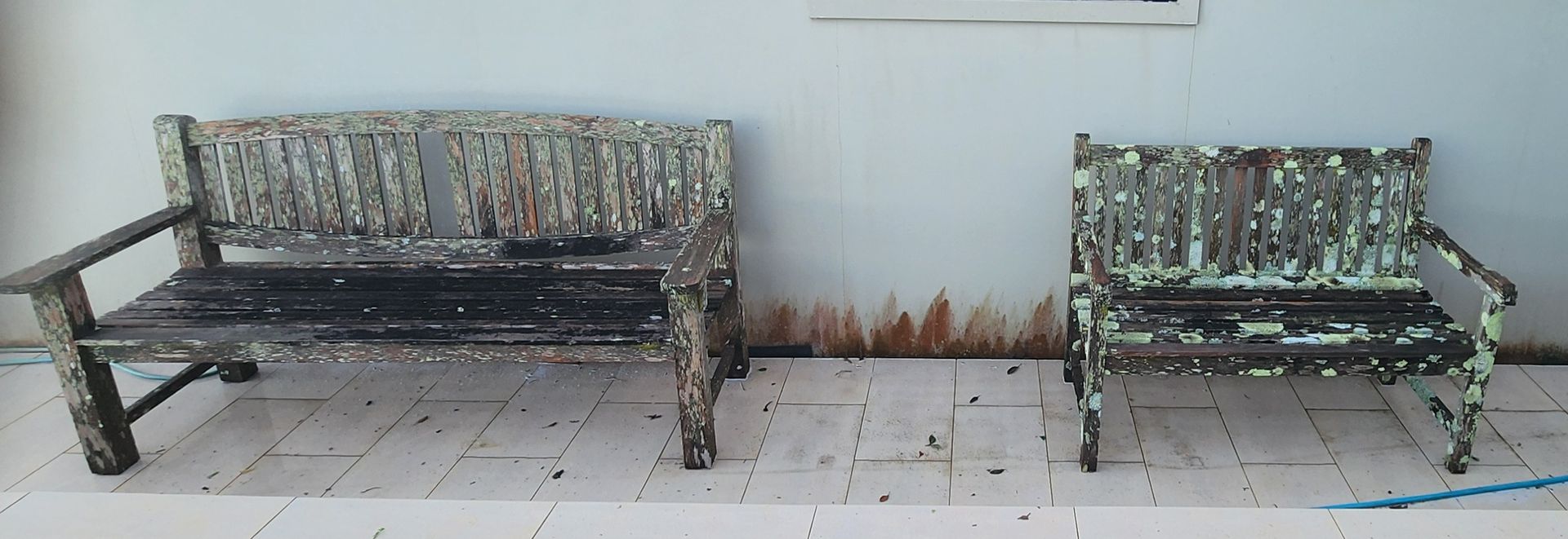 bench before and after washing