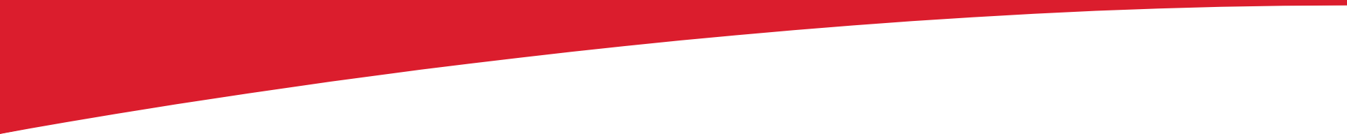 A solid, vibrant red band with a gentle upward curve, positioned against a plain white background.