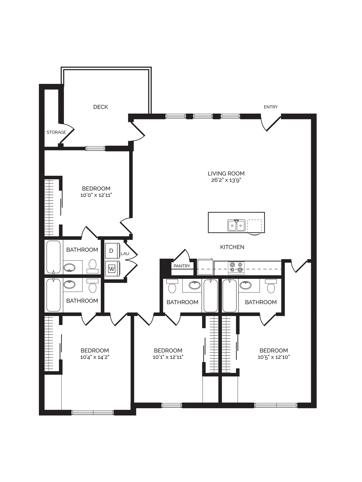 4 Bedroom, 4 Bathroom Floorplan