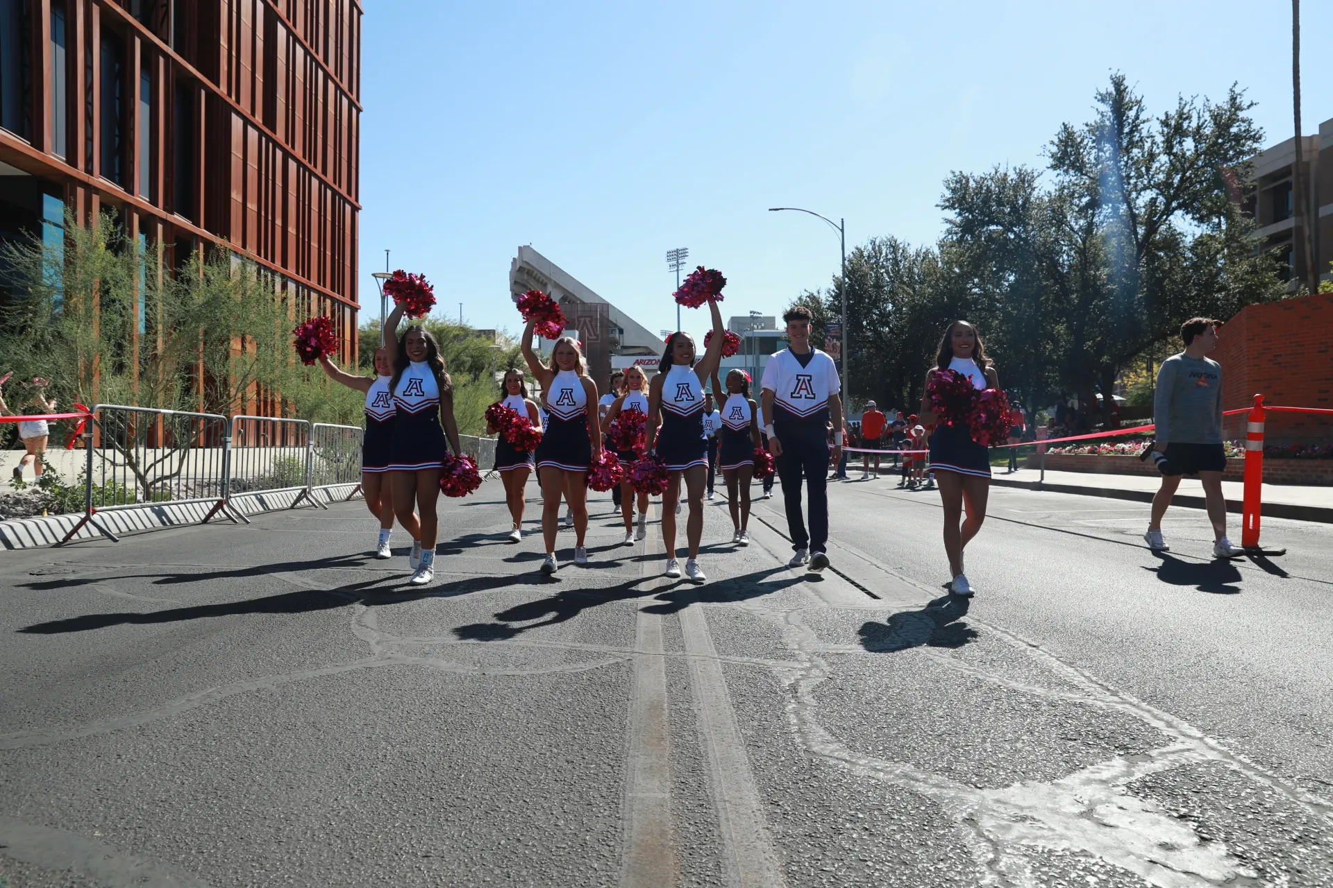 Uofa cheer team walking in street