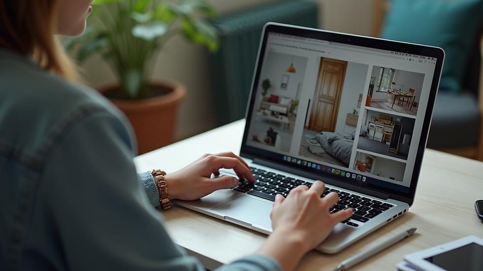 girl apartment searching on laptop