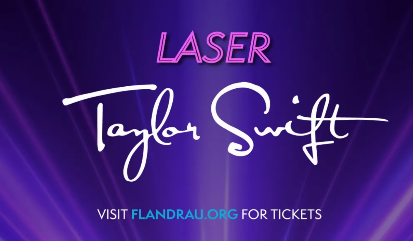 The flyer for the Taylor Swift Laser concert at University of Arizona's FLANDRAU on May 10th.