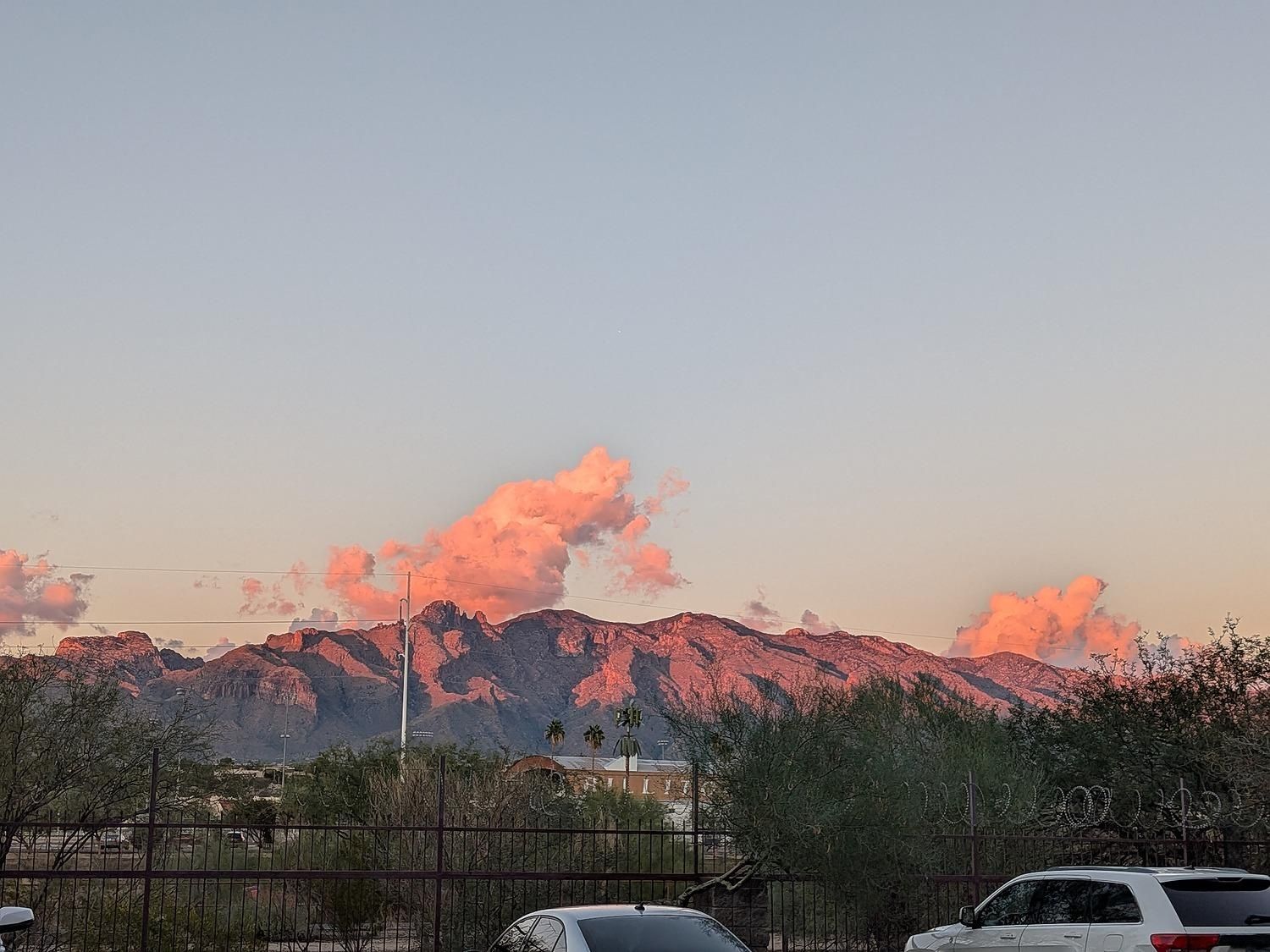 tucson mountains with sunset