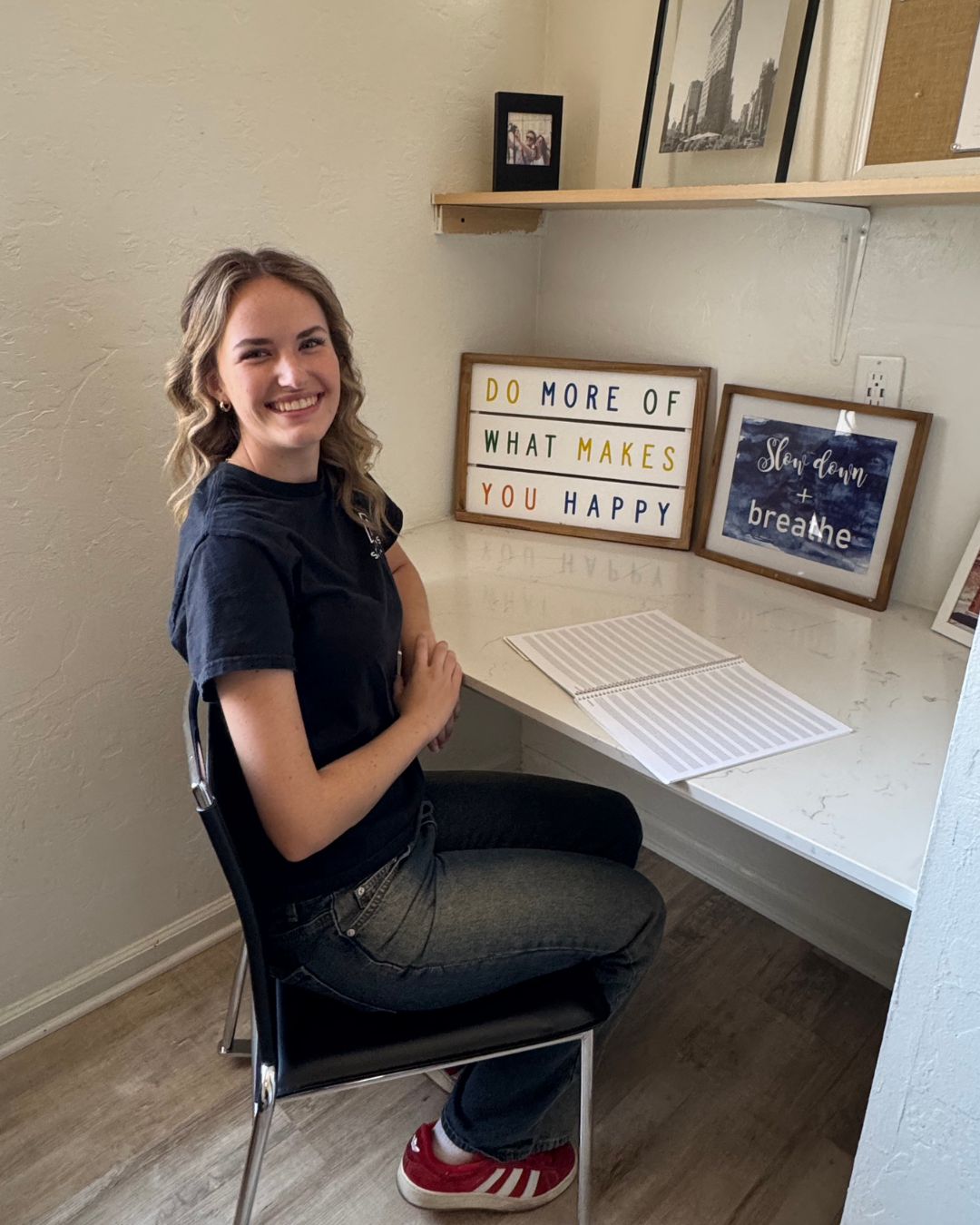 Girl sitting at desk at the Seasons