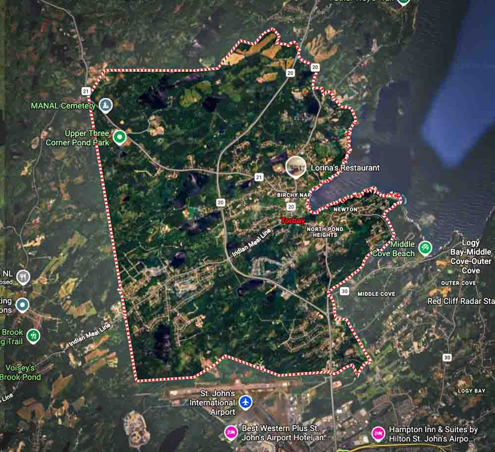 Physical map of Torbay Newfoundland