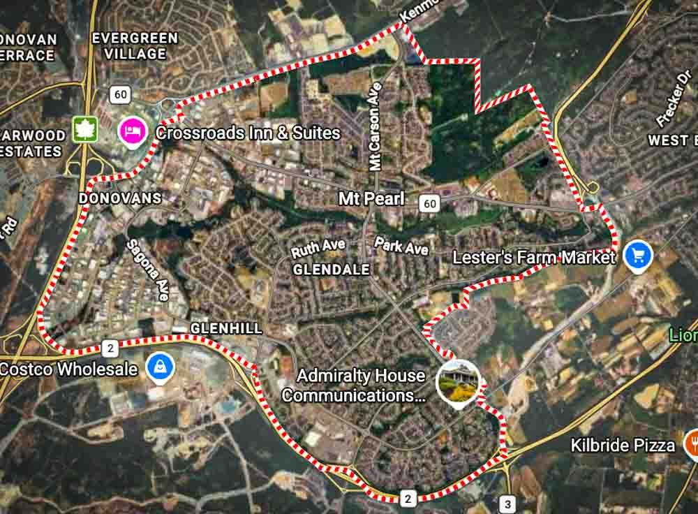 Physical map of Mount Pearl, Newfoundland
