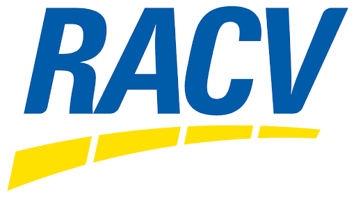 The blue RACV logo with a stylized yellow dashed road graphic underneath.