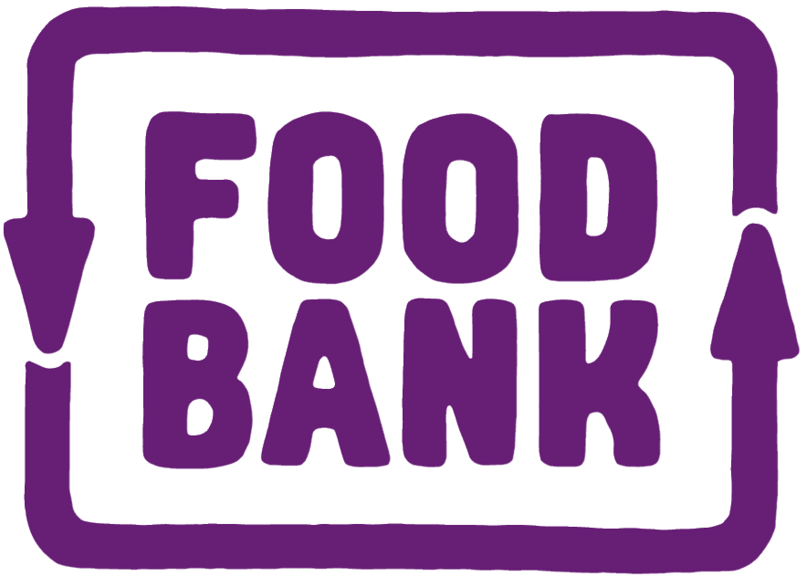A purple, hand-drawn rectangular border with arrows pointing left and right surrounds the stacked words