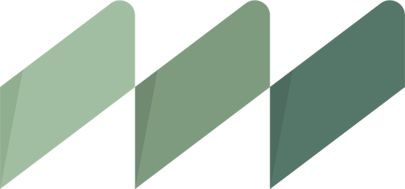 Two overlapping green mountain shapes, forming a stylized