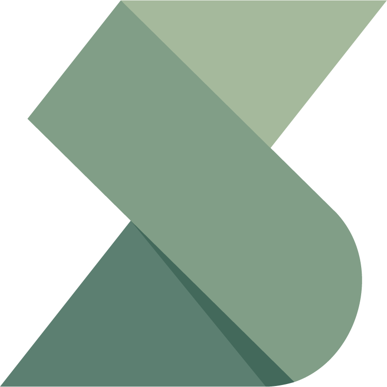 Green and light green abstract logo of a stylized mountain or letter