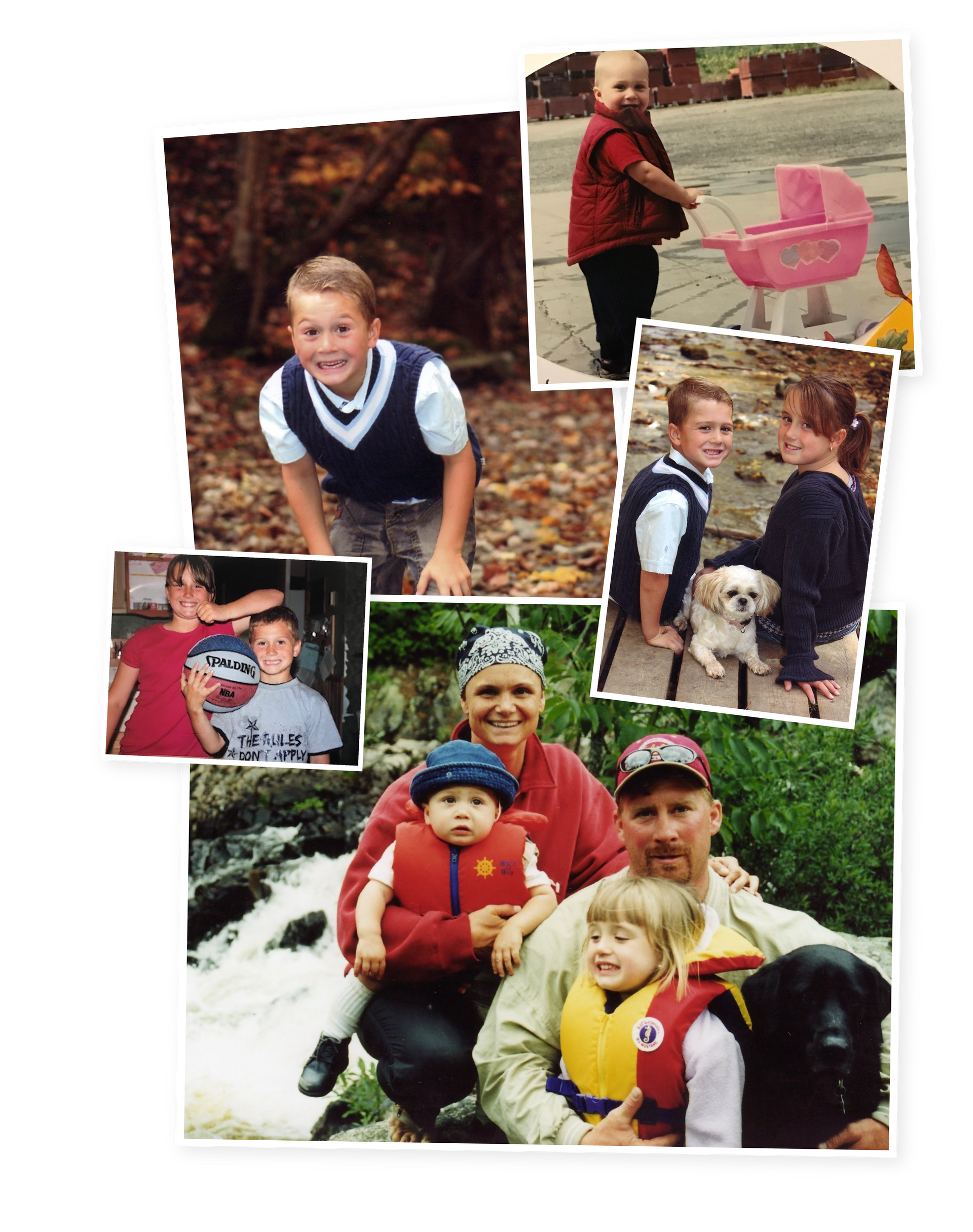 a collage of pictures of Kaeden Brown  family