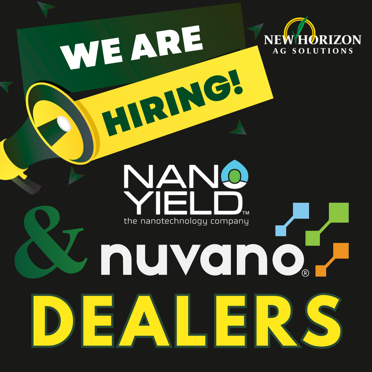We are hiring! Nano-Yield and Nuvano dealers