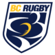 BC Rugby logo with blue and gold shield and stylized rugby player figure