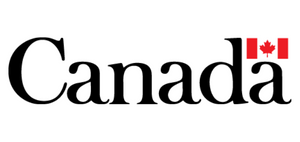Canada wordmark with a small red maple leaf flag above the last letters