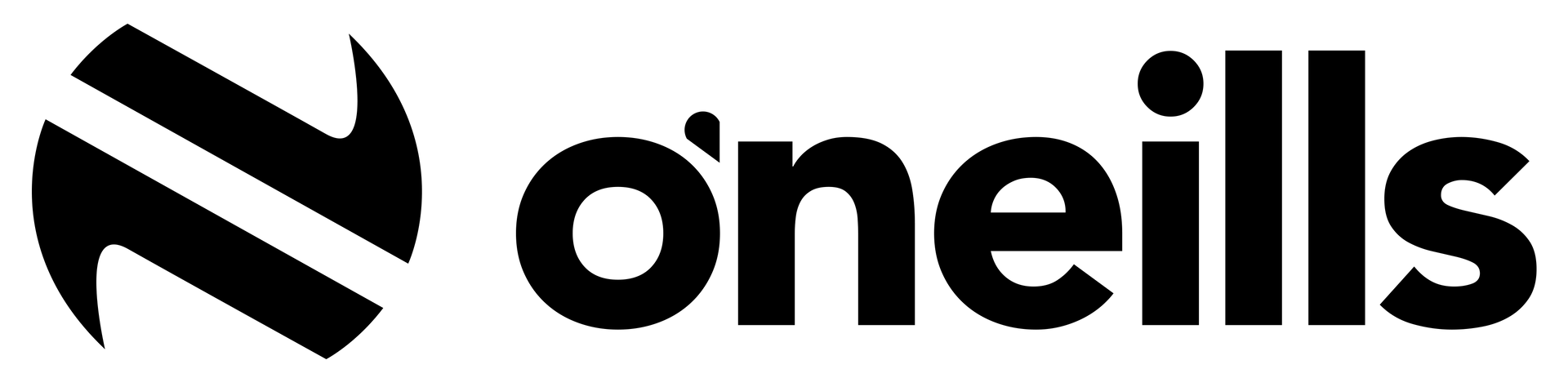 O'neills logo in black and white with a circular icon and bold wordmark