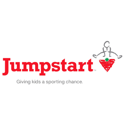 Jumpstart logo in red with a stick figure on a playground swing and the tagline “Giving kids a sporting chance.”