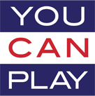 Text graphic reading “YOU CAN PLAY” in white, red, and blue.
