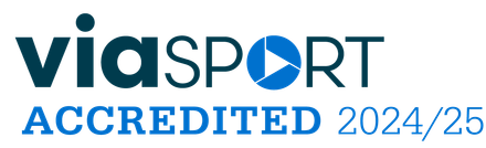 Viasport ACCREDITED 2024/25 logo in blue and white