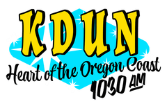 A logo for kdun heart of the oregon coast