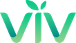 A logo for a company called viv with a leaf in the middle.