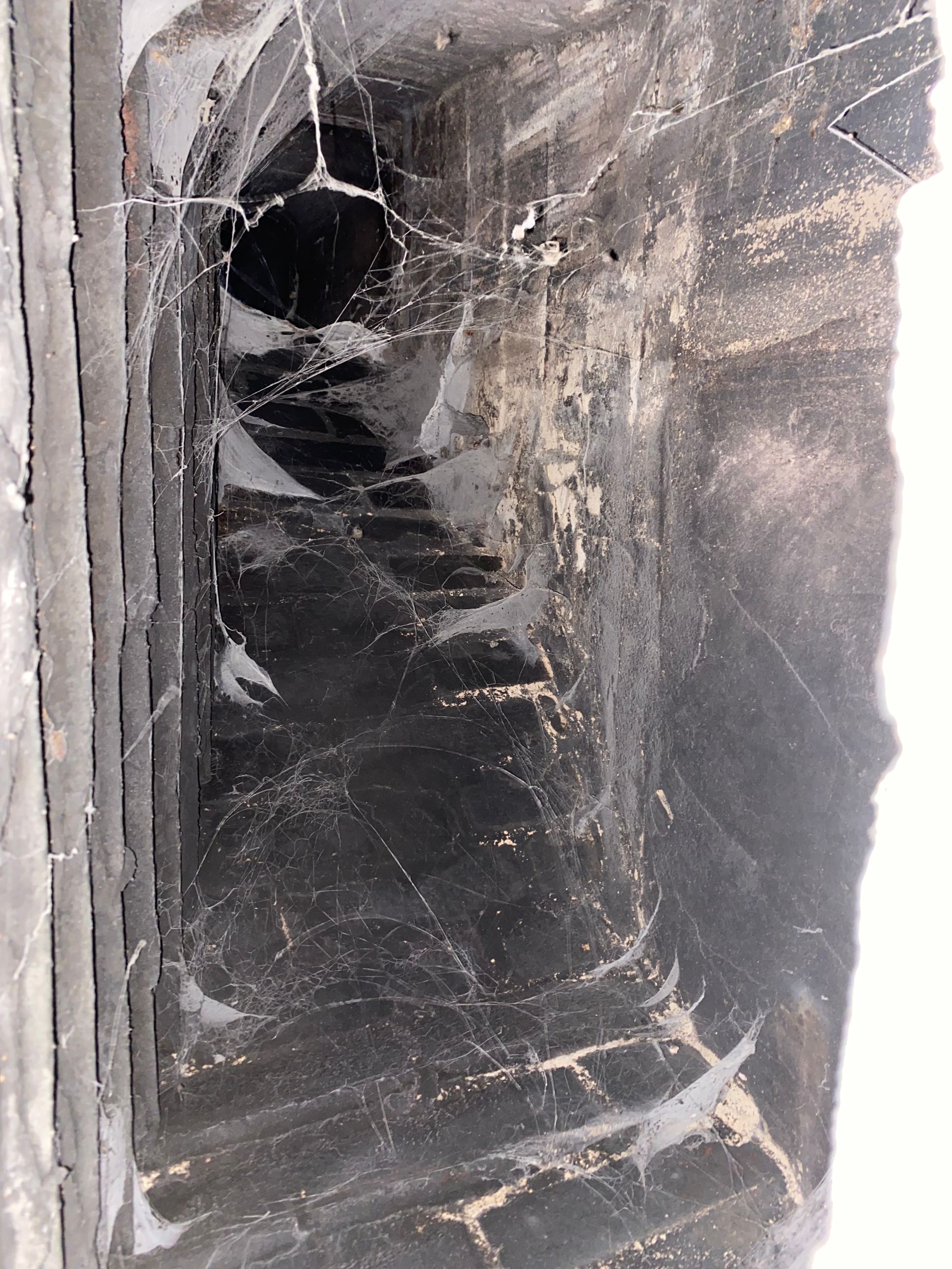 View of dirty smoke chamber.