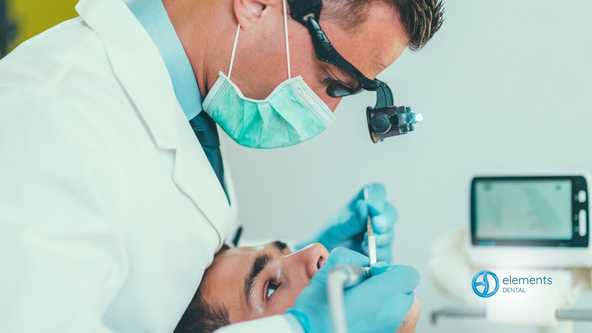 A dentist is examining a patient 's teeth in a dental office.