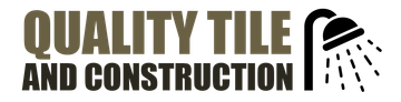 Quality Tile and Construction logo with black text and a tiled showerhead icon