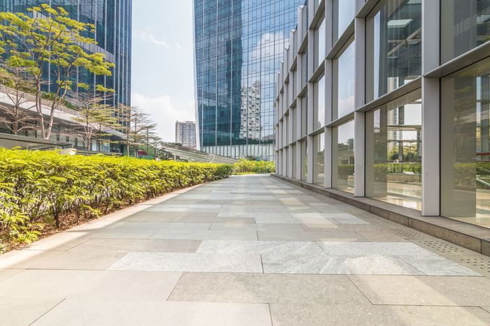 Commercial Landscaping from outside an office