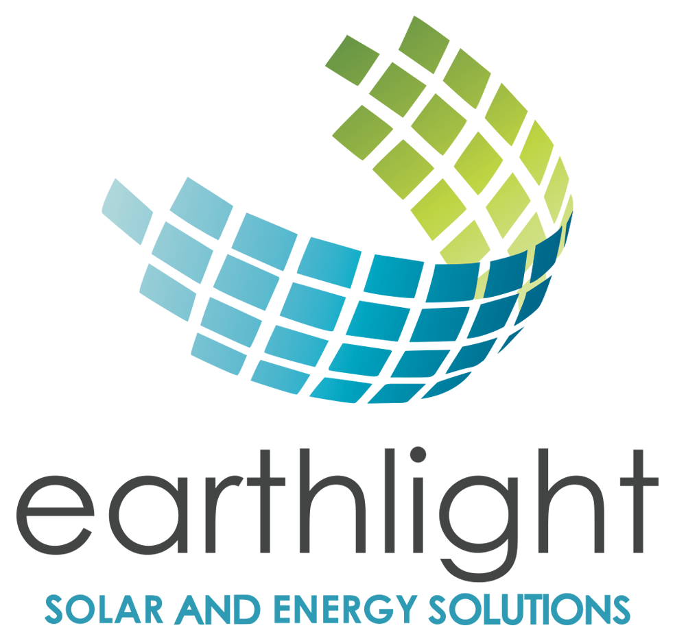 Earthlight Solar and Energy Solutions logo with green and blue tiled arc above text
