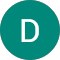 The letter d is in a blue circle on a white background.