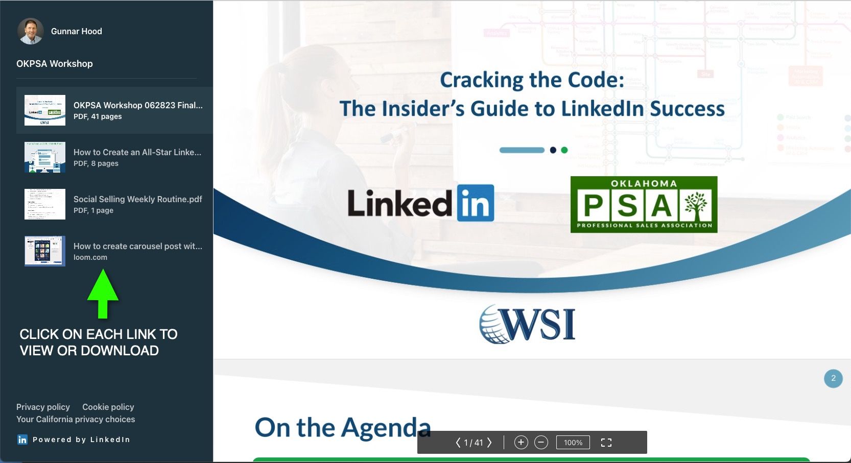 A screen shot of a presentation titled cracking the code : the insider 's guide to linkedin success