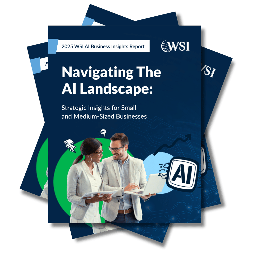 A poster that says navigate the ai landscape with key insights from smbs