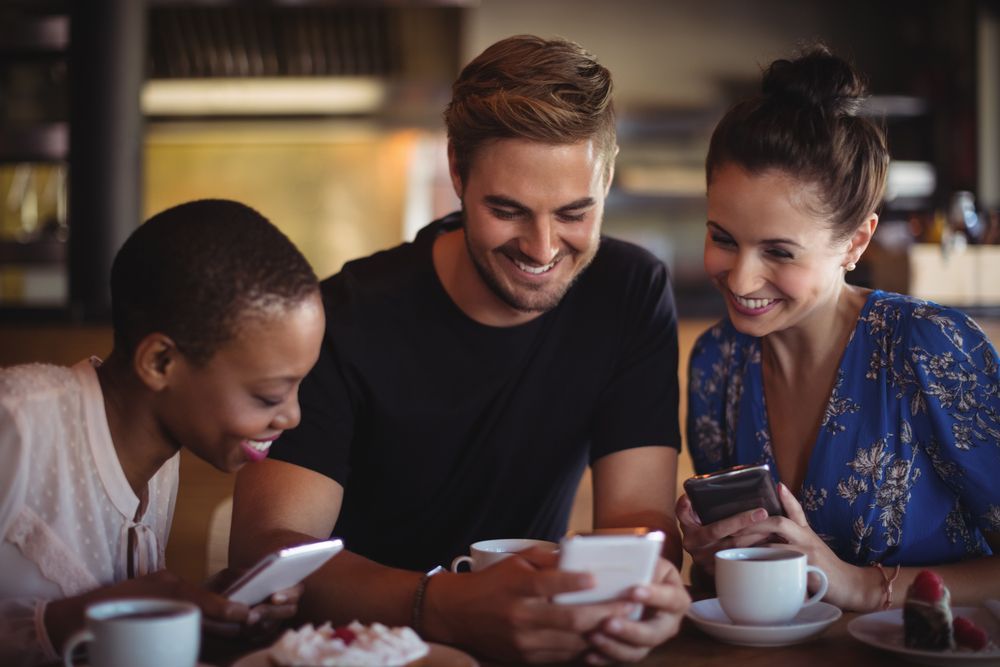 happy customers on mobile devices
