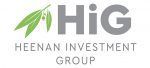 Logo for Heenan Investment Group featuring a green leaf icon next to the gray text 