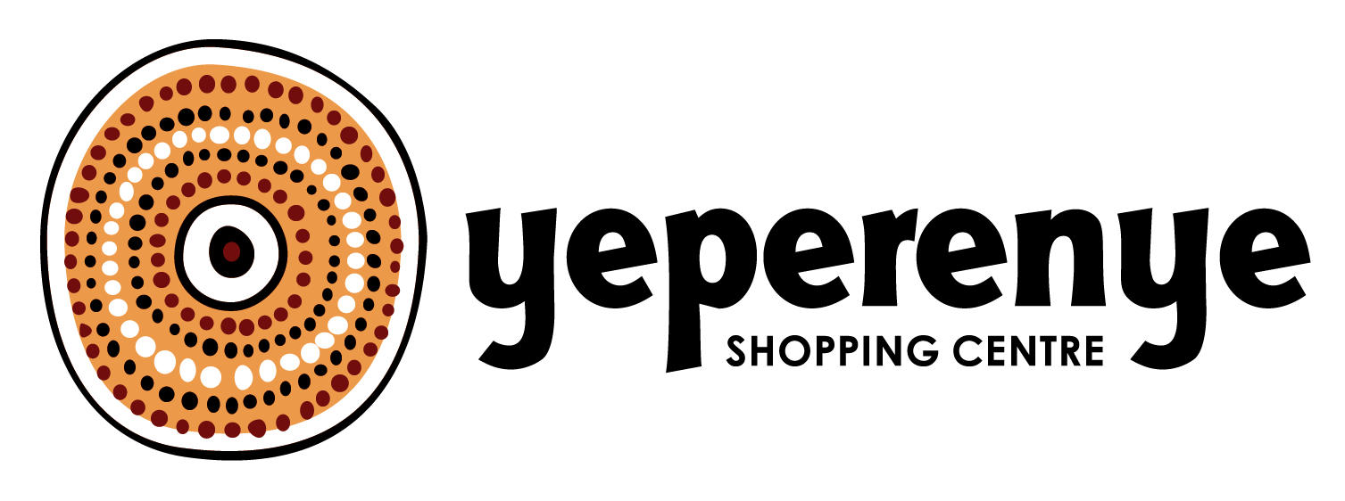 Logo for Yeperenye Shopping Centre, featuring a circular Indigenous-style dotted pattern beside the company name.